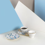 Amal - Espresso /Turkish Coffee Cups, (4-Pc) - Blue & Gold