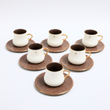 Dunes - Cappuccino Cups (12-Pc)- Brown & Gold
