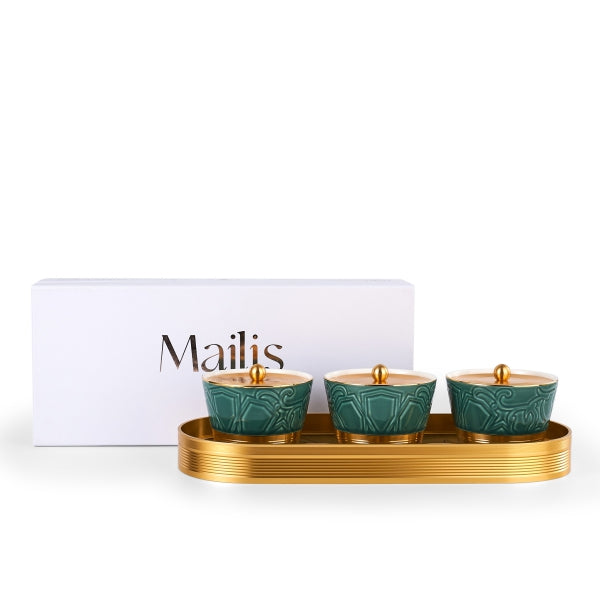 Luxury Majlis- Nuts Serving Set  -Glossy Green