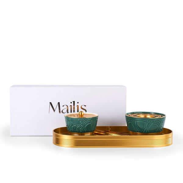 Luxury Majlis - Incense Burner Set - Glossy Green