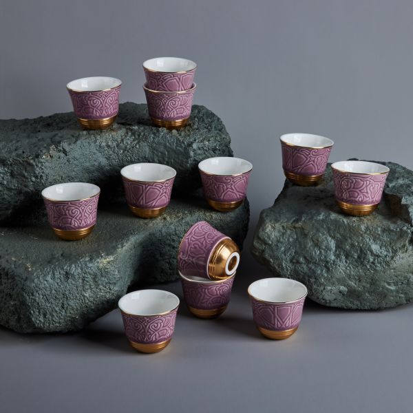 Luxury Majlis -Arabic Coffee Set (12-Pcs)- Glossy Purple