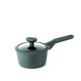 Otantik Non-Stick 1-qt" Saucepan with Lid Cast Aluminum - Ceramic Marble Coating- Cool Handles
