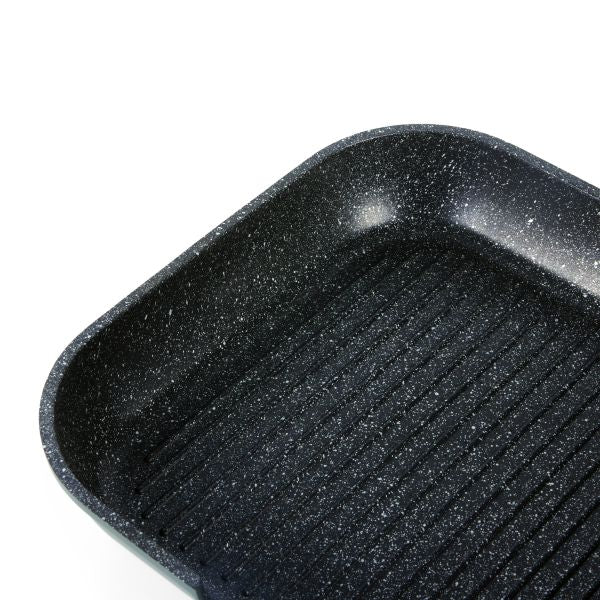Otantik | Pots and Pans| Non-Stick 11” Square Grill Pan Cast Aluminum - Griddle Pan with Pour Spouts  Ceramic Marble coating - Cool Handle