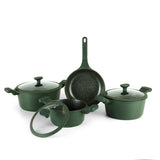 Non-Stick Aluminum Cast Cookware Set (7 Piece) Ceramic Marble coating, Pots, Pans, Lids (Vented)  Cool Handle
