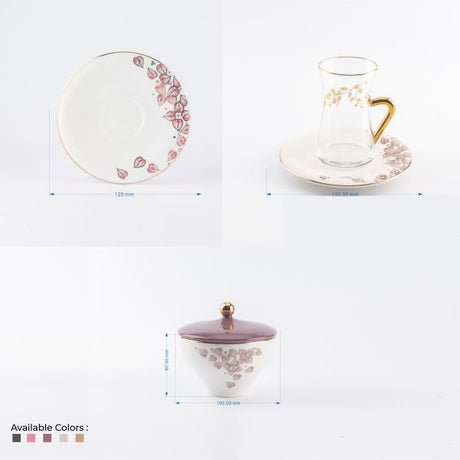 Stylish Lilac - Tea Set (19-Pcs)- Purple & Gold