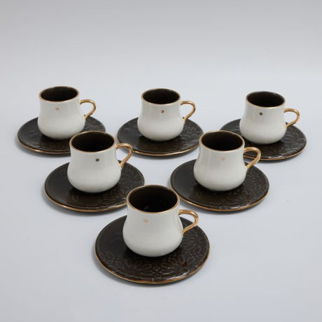 Dunes - Cappuccino Cups (12-Pc)- Black & Gold