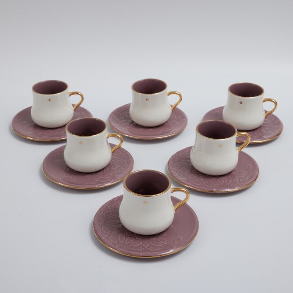 Dunes - Cappuccino Cups (12-Pc)- Purple & Gold