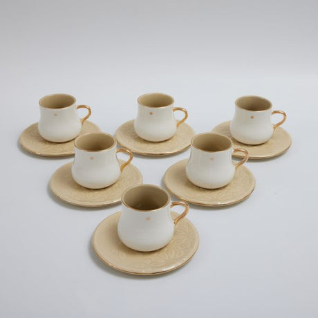 Dunes - Cappuccino Cups (12-Pc)- Ivory & Gold