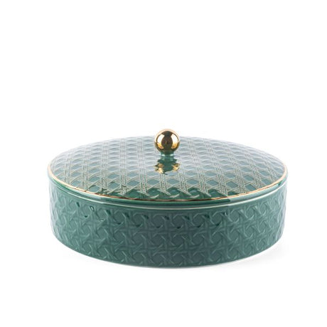 Rattan- Large Date Bowl- Green & Gold