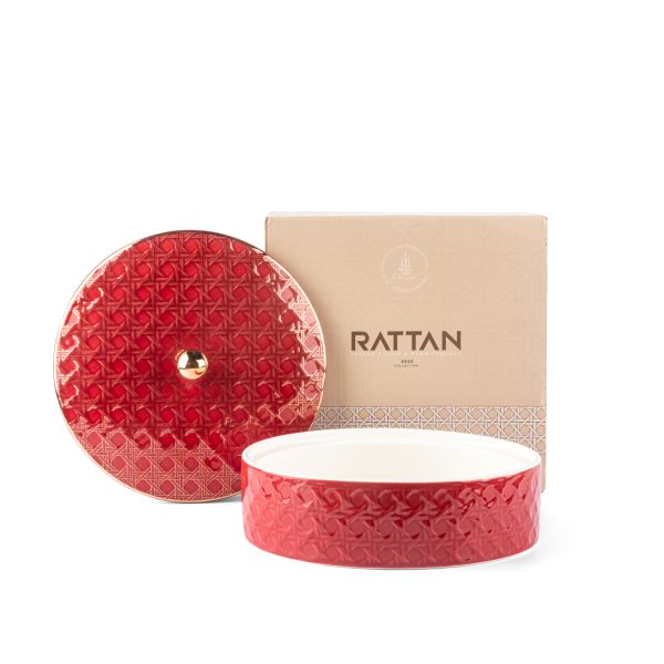 Rattan- Medium Date Bowl- Red & Gold