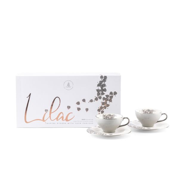 Stylish Lilac -  Esspresso/Turkish Coffee Cups- Grey & Silver
