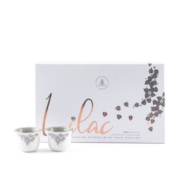 Stylish Lilac -Arabic Coffee Set (12-Pcs)- Grey & Silver