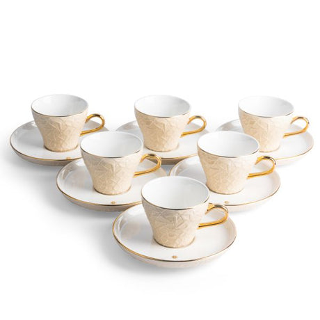 Crown - Cappuccino Cups (12-Pc)- Ivory & Gold