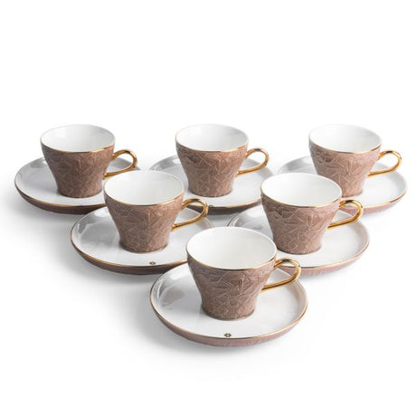 Crown - Cappuccino Cups (12-Pc)- Brown & Gold