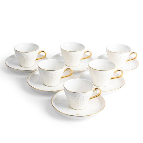 Crown - Cappuccino Cups (12-Pc)- White & Gold