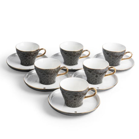 Crown - Cappuccino Cups (12-Pc)- Black & Gold