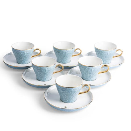Crown - Cappuccino Cups (12-Pc)- Baby Blue & Gold