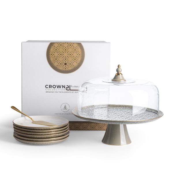 Crown - Cake Set (9-Pc)- Grey & Gold