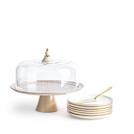 Crown - Cake Set (9-Pc)- Ivory & Gold