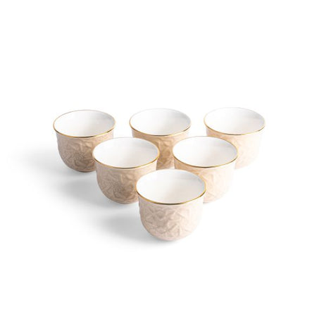 Crown - Arabic Coffee Cups (6-Pc)- Ivory & Gold