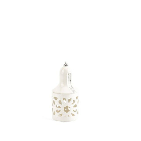 Luxury Noor - Small Lantern Candle Holder - White & Silver