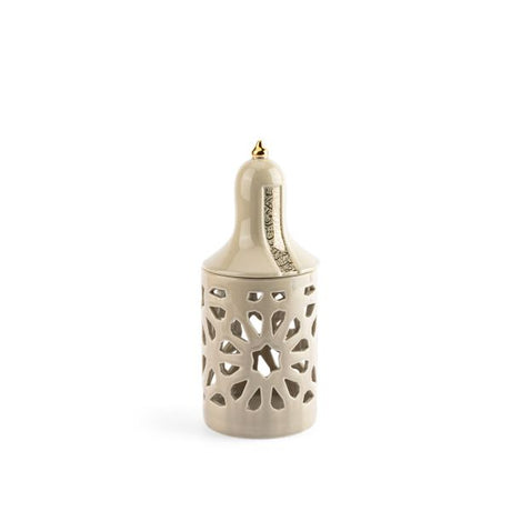 Luxury Noor- Medium Lantern Candle Holder - Beige & Gold
