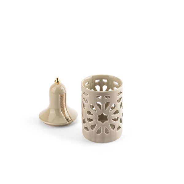 Luxury Noor- Medium Lantern Candle Holder - Beige & Gold