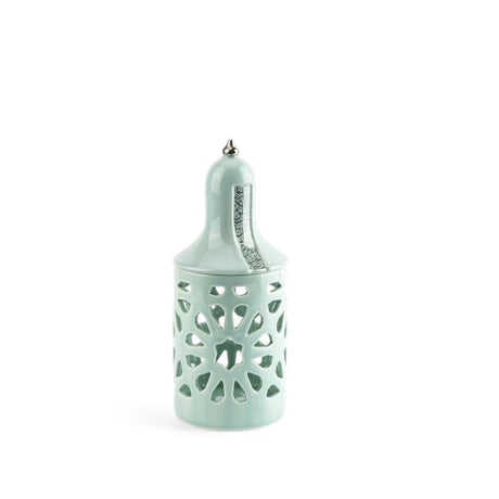 Luxury Noor - Medium Lantern Candle Holder - Blue & Silver
