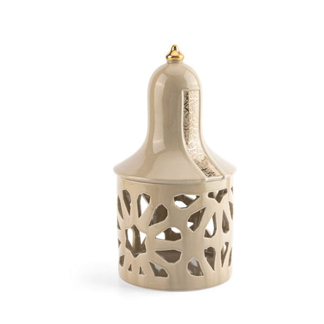 Luxury Noor - Large Lantern Candle Holder - Beige & Gold