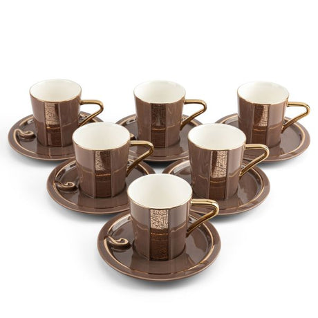 Luxury Noor - Cappuccino Coffee Set (12-Pc) - Brown & Gold