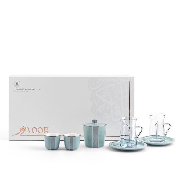 Luxury Noor - Tea Set (19-Pc) - Blue & Silver