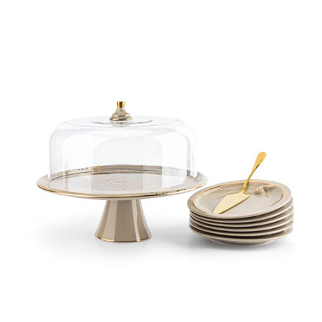 Luxury Noor - Cake Set (9-Pc) - Beige & Gold