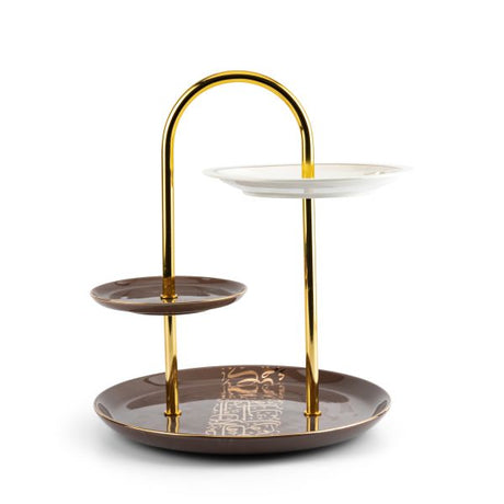 Luxury Noor - Three Teir Plate - Brown & Gold