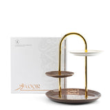 Luxury Noor - Three Teir Plate - Brown & Gold