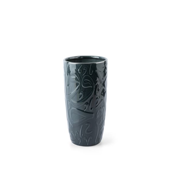 Luxury Diwan - Large Decorative Vase  - Dark Blue & Silver