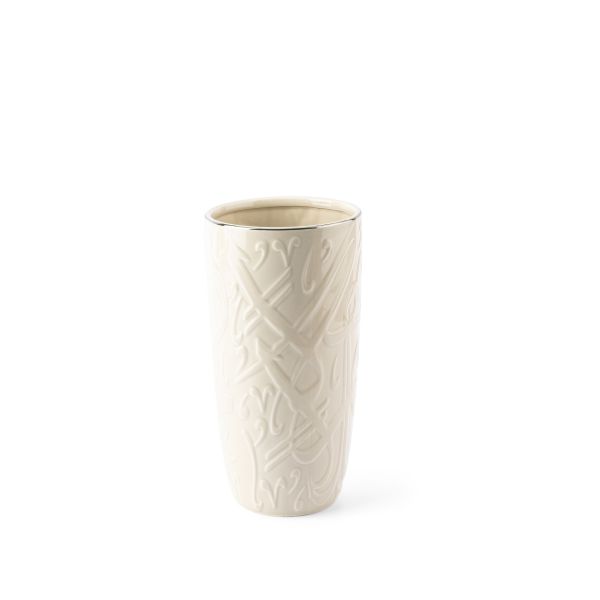 Luxury Diwan - Large Decorative Vase  - Pearl & Silver