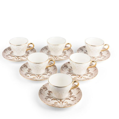 Classy Harir - Cappuccino Cups, (12-Pc)- Brown & Gold