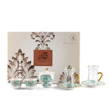 Classy Harir - Tea Set (19-Pc) - Green & Gold