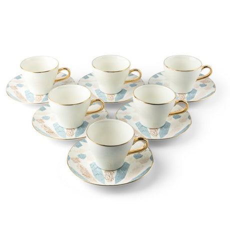 Amal - Cappuccino Cups, (12-Pc)- Blue & Gold