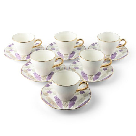 Amal - Cappuccino Cups, (12-Pc)- Purple & Gold