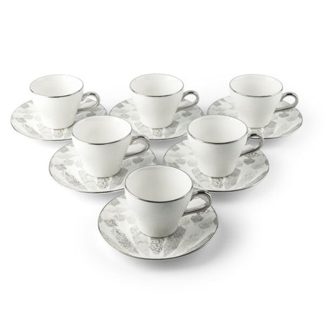 Amal - Cappuccino Cups, (12-Pc)- Grey & Silver