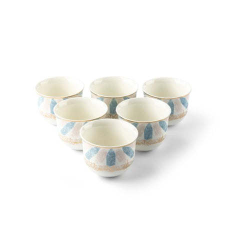 Amal - Arabic Coffee cups (6-Pc) - Blue & Gold