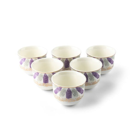 Amal - Arabic Coffee cups (6-Pc)  - Purple & Gold