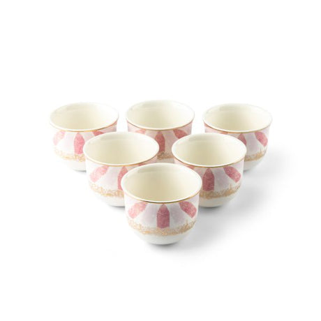Amal - Arabic Coffee cups (6-Pc) - Pink & Gold
