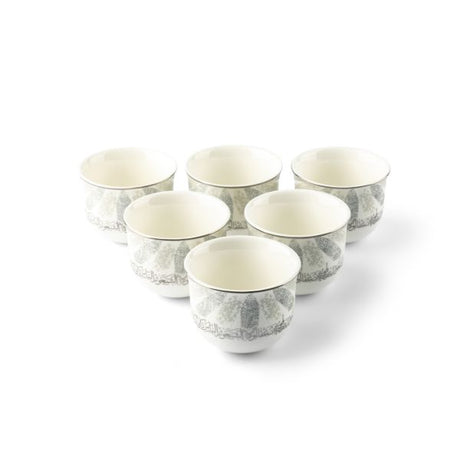 Amal - Arabic Coffee cups (6-Pc) - Grey & Silver