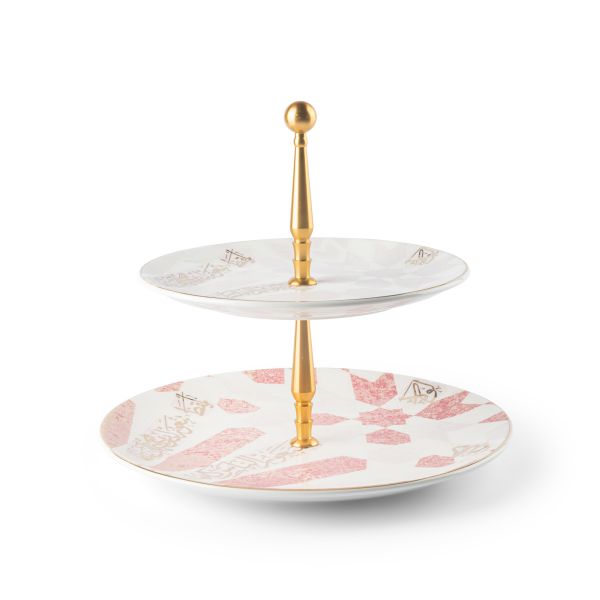 Amal - 2-Tier Plate (7.5"+10") -Pink & Gold