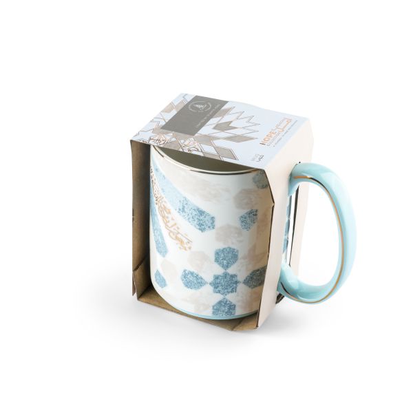 Amal - Single Single Coffee Mug  (350 ml)- Blue & Gold