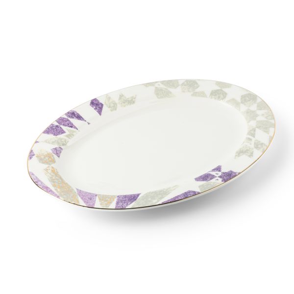 Amal - Single 14" Dinner Platter  - Purple & Gold