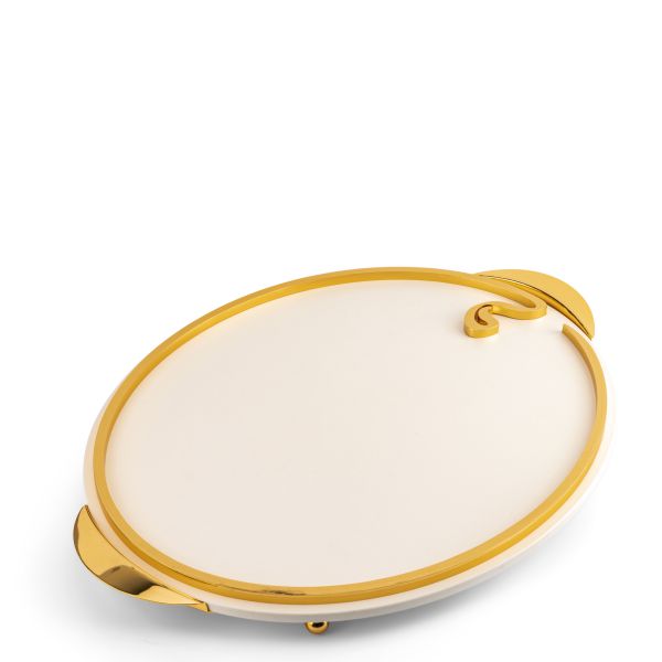Nour - Serving Tray  - White & Gold