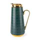 Rattan- Vacuum Flask- Green & Gold